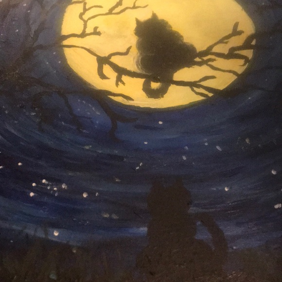 Original Painting-Full Moon w Cats - Picture 2 of 7